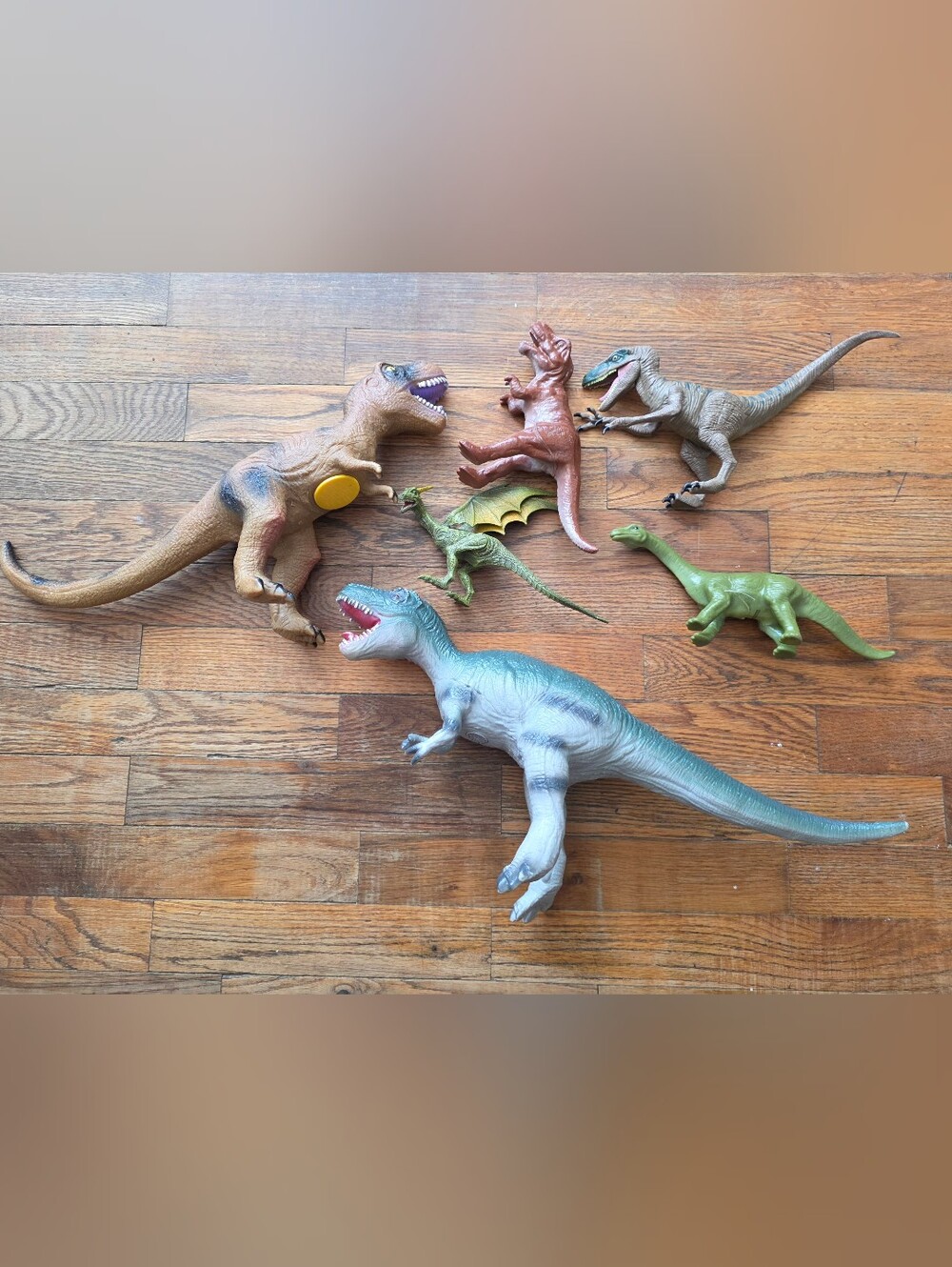 Assorted Green & Brown Dinosaur Action Figures